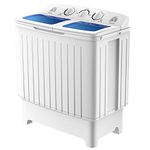 DORTALA Portable Washing Machine, 20 Lbs Twin Tub Washer & Spinner, Compact Laundry Washer for RV, Apartments and Dorms, Blue + White