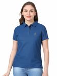 STELLERS Women's Golf Polo T-Shirt Wrinkle Free Quick Dry Lightweight Feather Touch Feel Regular Fit Teal Blue Medium