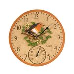 Smart Garden 5064002 Outside In Robin Wall Clock & Thermometer 12"