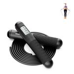 Halohop Skipping Rope With Calorie Counter, Adjustable 3M Skipping Rope With Counter For Exercise & Fitness (Black) - Pvc