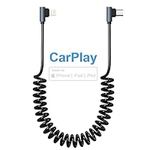 Coiled USB-C to Lightning Cable 90 Degree, Apple Car Play Cord with Data Sync[Apple MFi Certified]Short Retractable iPhone Charging Cable, PD 20W USB C Lightning Fast Charging Cable for iPhone/Pad/Pod