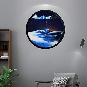Heuanpte 17.3'' Moving Sand Art Decor, 3D Sand Art Liquid Motion Kids' Sand Art Kits 360° Wall Mounted Sand Painting Wall Sculptures Art Living Room Decoration, Glass Crafts for Home Office Décor