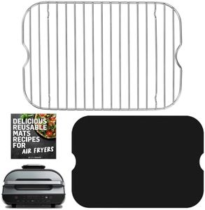 Air Fryer Rack Accessories for Ninja Foodi Smart XL 6-in-1 FG551 and Reusable Liner Accessory for Indoor Grill and Airfryer Cooking, Baking and Dehydrating, Stainless Steel, Paper Liner Replacement