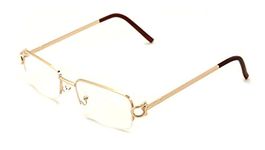 V.W.E. Rectangular Frame Clear Lens Designer Half Rim Eye Glasses (Gold)