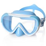 Kids Swim Goggles with Nose Cover 180° Panoramic Child Diving Mask Anti-Fog Swim Mask Swimming Goggles for Kids 4-15 (Blue)