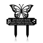 NQEUEPN Butterfly Grave Decorations, Mental Butterfly Memorial Stakes Double-Side Memorial Signs for Cemetery Grave Cemetery Decorations for Family Mom Dad Grandparents