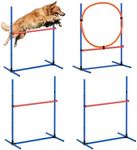 VEVOR Dog Agility Training Equipment, 4 PCS Set - Adjustable High Hurdles and Jump Ring, Puppy Obstacle Course Jump Starter Kit with Poles Storage Bag for Backyard, Indoor, Outdoor