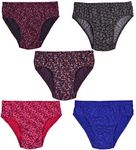 ESSA, SWEETDAY, Women's Briefs | Full Coverage, 100% Cotton, Hosiery, Mid Waist | Inner Elastic Waistband | Hipster, Underwear, Innerwear, Panties | Printed (Combo Pack of 5) (Multicolour, 85 CM)