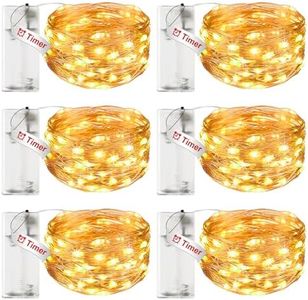 6 Pack Battery Fairy Lights with Timer - 3M/9.8FT 30 LED Copper Wire Fairy String Lights Battery Operated Waterproof Small Christmas Battery Lights Indoor for Bedroom Tree Wedding Party-Warm White