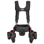 HAUTMEC Heavy Duty Tool Belt with Suspenders, 19-Pocket Tool Belt Rig, 1680D Work Belt with Padded Waist & Shoulder Support, Hammer Holder, Tape Measure Clip & Phone Pouch (HT0400)