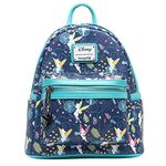 Loungefly Women's Disney Teal Tinkerbell Glow in the Dark Allover Print Double Strap Shoulder Bag Purse