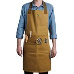 Case4Life - Waxed Canvas Tool Gardening Apron - Adjustable Waist & Neck – Multi-Purpose for Gardening Tools, DIY, Woodwork, Carpenters, Artists - Unisex, Heavy Duty & Water Resistant