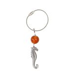 ILLUMEA Casted Charm Seahorse Key Chain | Silver Keychain Holder | Handmade Lucky Charm with Glass Bead, Vintage Keyring for Women, Men, Ideal for Keys, Bags, Backpacks, Cars, Girl, Purse, Wallet