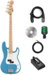 Fender Squier Sonic Precision Bass Guitar - California Blue Bundle with Fender Mustang Micro Headphone Amp, Cable, Tuner, Strap, and Austin Bazaar Instructional DVD