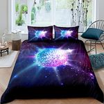 Glitter Ball Bedding Set Disco Ball Comforter Cover for Boys Girls Children Galaxy Space Duvet Cover Stars Prrple Room Decor Starry Sky Bedspread Cover King Size Quilt Cover 3Pcs