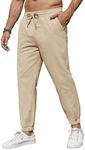 COOFANDY Men's Casual Chino Joggers Pants Cotton Twill Tapered Outdoor Hiking Pants with Pockets Light Khaki