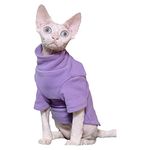 Sphynx Cat Clothes Self-heating Warm Thermal Underwear Hairless Cat Clothes for Sphynx, Devin, Konnis Cat Clothes (Medium, Purple)