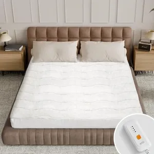 Templewet Heated Mattress Pad Twin XL Size - Single Control Electric Mattress Pad with 4 Heat Settings & 10 Hour Auto Off,Bed Warmer Mattress Cover 15" Deep Pocket,Machine Washable(White-Sherpa)