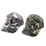 XGOPTS Children Camo Baseball Cap, Kids Camouflage Mesh Sun Hat Summer UV Protection Visor Hat for Outdoor Sports Football Travel Beach Boys Girls 5-10 Years Old (Black-White+Green)