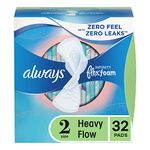 Always, Infinity With FlexFoam Pads For Women, Size 2, Heavy Absorbency With Wings, 32 Count