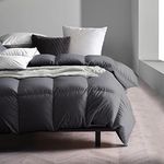 Twin Size Grey All-Season Goose Down Comforter, Goose Down Filling Duvet Insert Twin, 100% Cotton Fabric Soft Fluffy Warm Breathable for Winter Quilted Medium Warmth, 68x90’’ 800TC 35oz Fill Weight