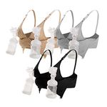 iloveSIA 3PACK Nursing & Pumping Bra All in One Hands Free Pumping Bra Black+Gray+Beige Size M