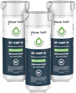 GLACIER FRESH Water Filter Compatible with XWFE (Built-in CHIP), Replacement for GE XWFE, XWF Refrigerator Water Filter NSF/ANSI 42 Certification Pack of 3