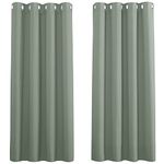 PONY DANCE Sage Green Blackout Curtains Eyelet Short Window Curtains 54 Inch Drop for Room Darkening Window Curtains for Bedroom, Living Room, Boys Bedroom, 1 Pair, W46 X L54, Sage Green