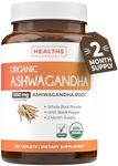 USDA Organic Ashwagandha (120 Vegetarian Tablets) 1350mg Ashwaganda Root Powder Per Serve with Black Pepper - Natural Adrenal Support, Cortisol & Thyroid Support, Immune Support (No Pills or Capsules)