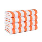 Arkwright Cali Cabana Beach Towels (4-Pack, 30 x 60 in) - Oversized Pool Towels (Orange)
