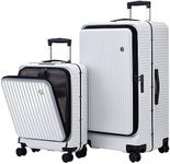 TydeCKare 2 Pieces 20/29 39 * 20 * 55cm & 40 * 37 * 77cm Aluminum Luggage Set, 360°Universal Wheels, Lightweight Hardshell ABS+PC Suitcase with TSA Lock, White