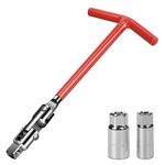 sukudon Spark Plug Set, T- Spark Plug Socket, Spark Plug Removal Tool 16mm 21mm (Red) Square Small and Portable