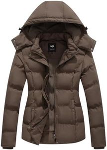 GGleaf Women's Hooded Warm Winter Coat Quilted Thicken Puffer Jacket with Removable Hood Khaki XX-Large