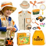 Premium Kids Explorer Kit with Extra Sturdy Accessories for 3-7 Year Olds -Bug Hunting Kit Explorer Costume Explorer Hat Vest for boys girls Outdoor Backyard Safari Nature Zoo Keeper STEM Educational