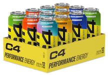 C4 Performance Energy Drinks Mixed Variety Pack 500ml (12 pack) | Sugar Free Energy Drink with 160mg Caffeine, 250mg Betaine, 1050mg Taurine | Low Calorie Fizzy Drinks for On the Go Energy and Focus