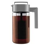 Takeya Patented Deluxe Cold Brew Coffee Maker with Grey Lid Pitcher, 0.9 Liter / 1 Quart, Stone