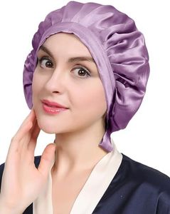 LilySilk 100% Mulberry Silk Bonnet Flat Front Silk Night Sleep Cap Adjustable Hair Wrap for Sleeping, Avocado Green