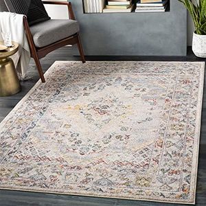 Livabliss Casablanca Vintage Rug - Area Rugs Living Room 160x213 cm, Dining Floor, Kitchen, Traditional Multicoloured Boho Rug, Easy Care Pile, Bohemian Large Rug, Taupe and Cream Rug