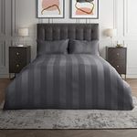 Silentnight Sateen Stripe Duvet Set – 100% Cotton Hotel Quality Luxury Bedding Set with Quilt Duvet Cover and Matching Pillowcases Soft Breathable and for All Seasons – Double – Charcoal Grey