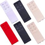 LEROSEY 6 Pcs Bra Extender Elastic Lingerie Extenders 2-steel Hooks 3 Rows Extension Strap (Black,beige,White and Red)