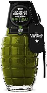 The General’s Hot Sauce Grunt Green – Mild Heat Green Cayenne American Grown Peppers – 6oz Grenade-Shaped Bottle – All Natural, No Preservatives, Veteran-Owned