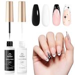 beetles Gel Polish Nail Art Liner Gel Polish Set- 2 Popular Black White Colours Nail Art Polish Gel Art Paint for Swirl Nails Built Thin Brush in Gel Pens UV Soak off Gifts for Girls-CL209