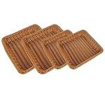 VIDETOL 4 Pcs Wicker Storage Baskets, 2 Sizes Woven Wicker Bread Baskets, Square Wicker Serving Food Baskets for Food Fruit Vegetables Serving Restaurant Home Kitchen（25x25x7cm,30x30x7.5cm）