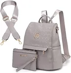 MKP Women Fashion Backpack Purse Multi Pockets Signature Anti-Theft Rucksack Travel Ladies Shoulder Bag Handbag 2Pcs