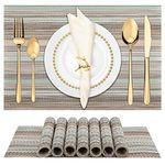 Winknowl Placemats, Set of 8 Heat Resistant Stain Resistant Non-Slip Woven Vinyl Insulation Placemats, Washable Durable Elegant Table Mats for Dining (Teal Green)