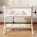 Taylengrow Baby Bassinet Bedside Sleeper - All-Mesh Design, Portable Bedside Bassinet for Baby with Washable Mattress, 5 Adjustable Heights（Beige）