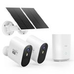 AOSU 5MP/3K Solar Security Cameras System 2-Kit, No Monthly Fee, 32GB Homebase Local Storage, 166° Ultra-Wide Angle Security Camera Wireless Outdoor, Forever-Solar Powered, Color Night Vision