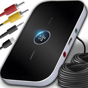 Retoo Transmisor, Adaptador Bluetooth 2 en 1, Receptor Inalámbrico, Audio 3,5 mm, RCA, Baja latencia para MP3, HiFi Altavoces, TV, PC, Coche Auriculares, Sistema Estéreo, Negro