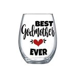 Best Godmother Ever Cup stemless Wine Glass Gift for her 0161