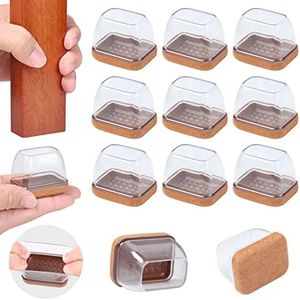 16 PCS Rectangle Clear Silicone Chair Leg Floor Protectors with Felt, Rectangle Chair Leg Caps, Chair Leg Covers Cups for Chair Table Desk, Anti- Scratches and No Noise, Fit L :1.3-1.7", W: 0.9-1.2"